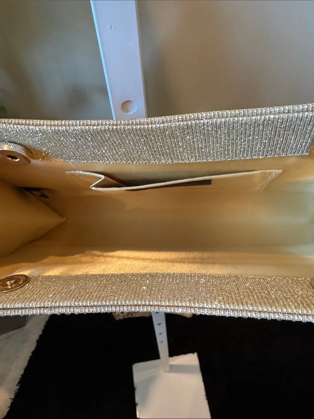 Crystal-Embellished Gold Evening Clutch by Jessica McClintock